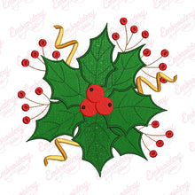 Christmas Holly With Red Berries Embroidery Design