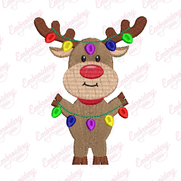 Sparkle Antler Christmas Reindeer Embroidery Design