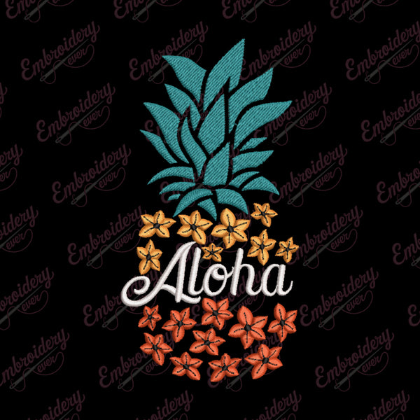 Aloha Pineapple Embroidery Design
