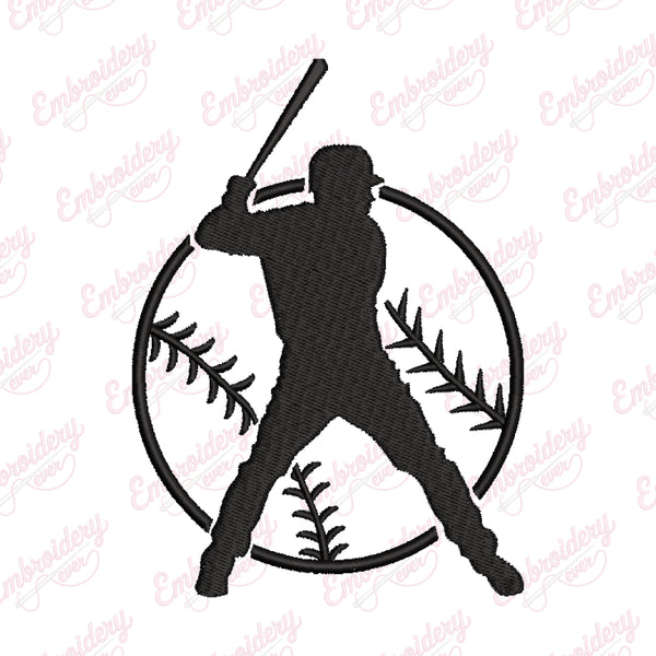 Baseball Player Machine Embroidery Design