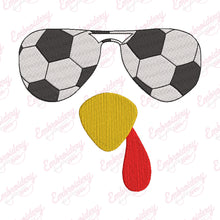 Turkey Face With Soccer Sunglasses Thanksgiving Embroidery Design