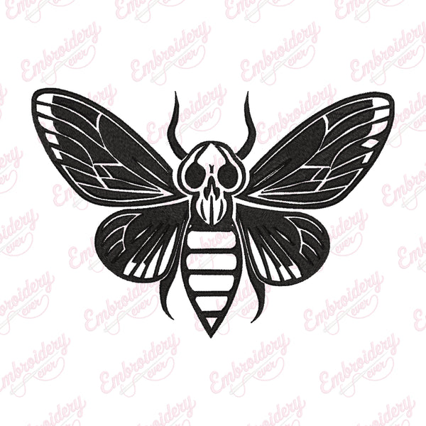 Skull Moth Embroidery Design
