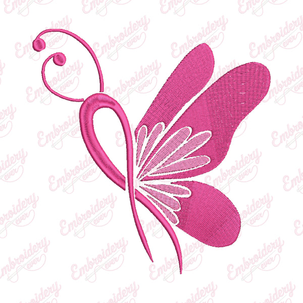 Breast Cancer Awareness Butterfly Embroidery Design