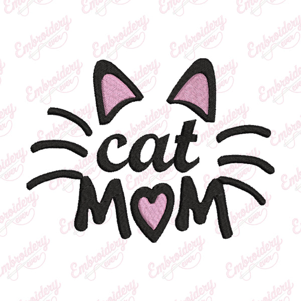 Cute Cat Mom Embroidery Design