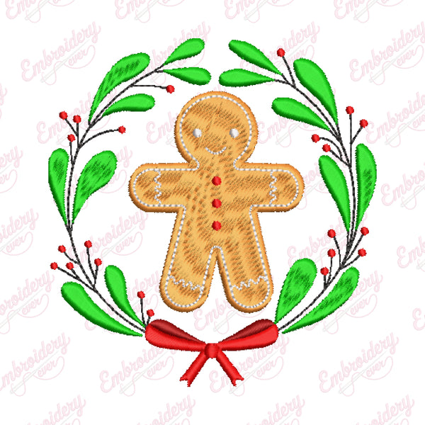 Christmas Gingerbread Joy Embroidery Design