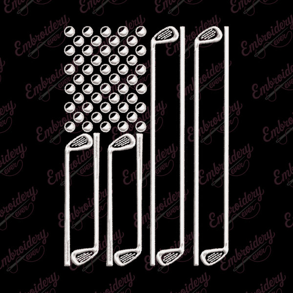 American Flag Golf Embroidery Design