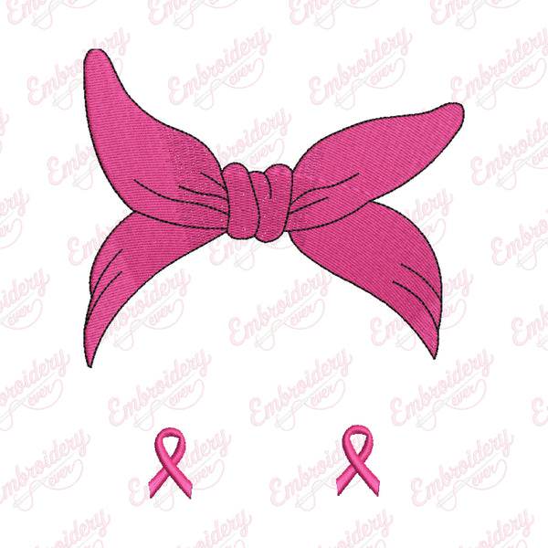 Pink Ribbon Wreath Breast Cancer Embroidery Design