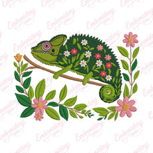 Beautiful Floral Chameleon Embroidery Design