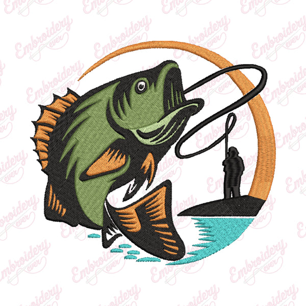Beautiful Fishing Embroidery Design