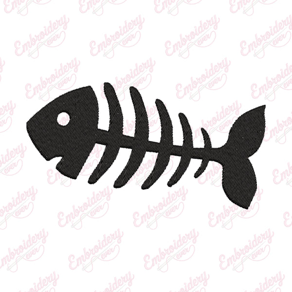 Fish Skeleton Embroidery Design