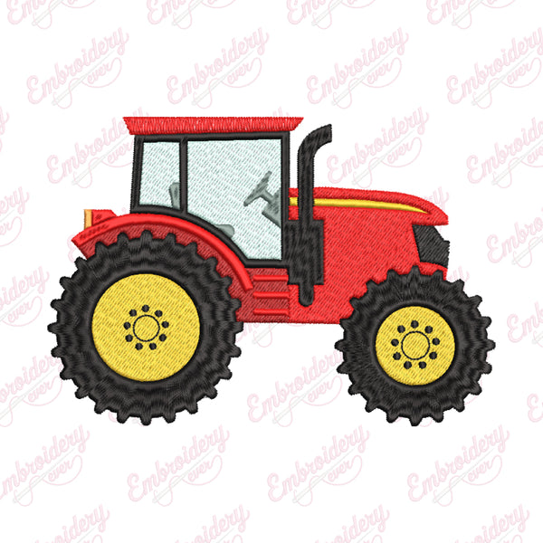 Red Fram Tractor Embroidery Design