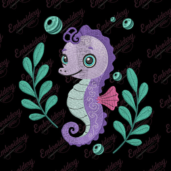 Summer Sea Horse Embroidery Design