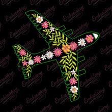 Floral Airplane Embroidery Design