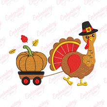 Pumpkin Express With Thanksgiving Turkey Embroidery Design