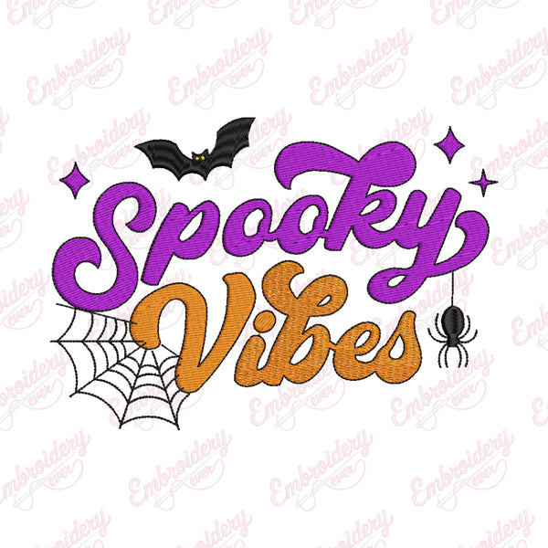 Spooky Vibes Happy Halloween Embroidery Design