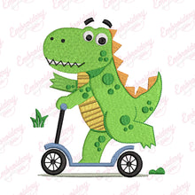 Dinosaur Riding Scooter Embroidery Design