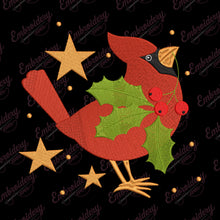 Christmas Cardinal Bird Embroidery Design