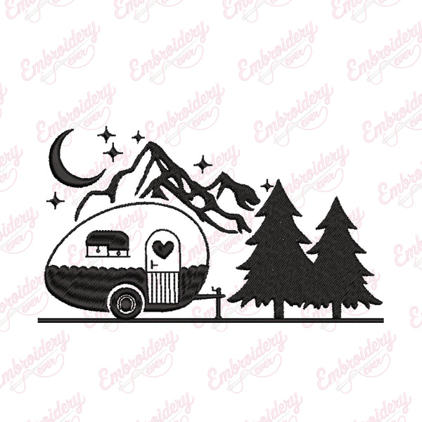 Camping Trailer Embroidery Design