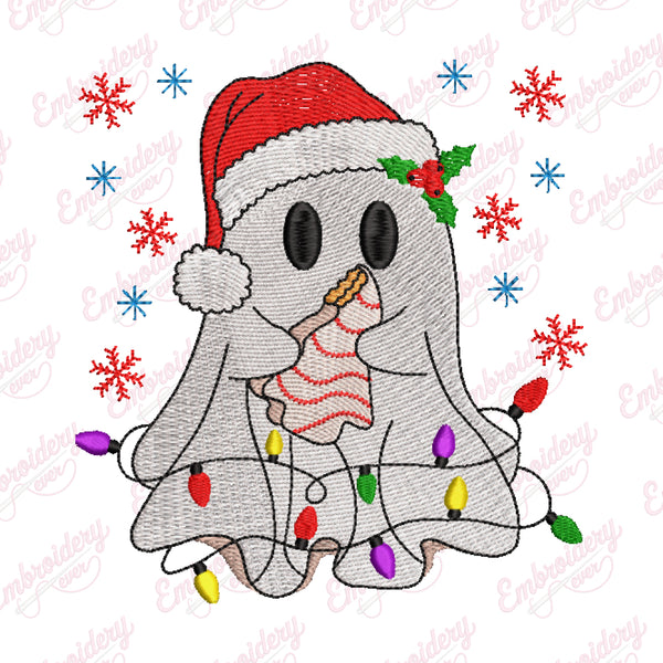 Christmas Spirit Ghost Embroidery Design