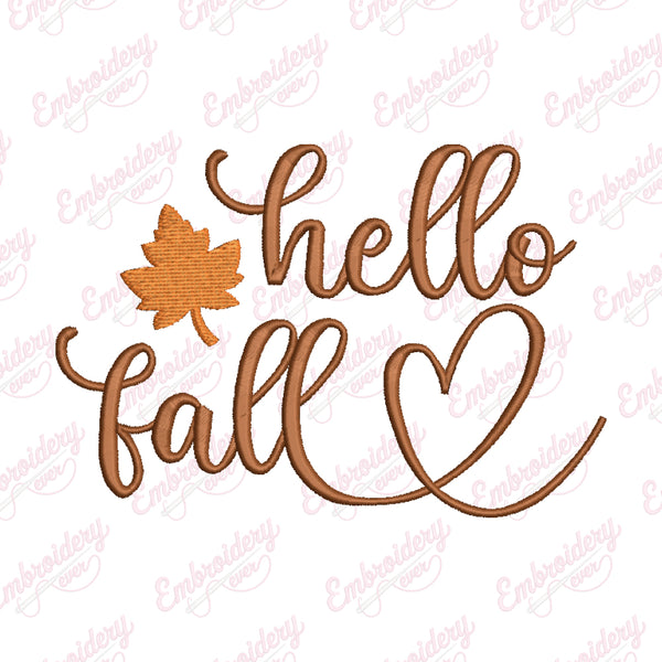 Hello Fall Embroidery Design