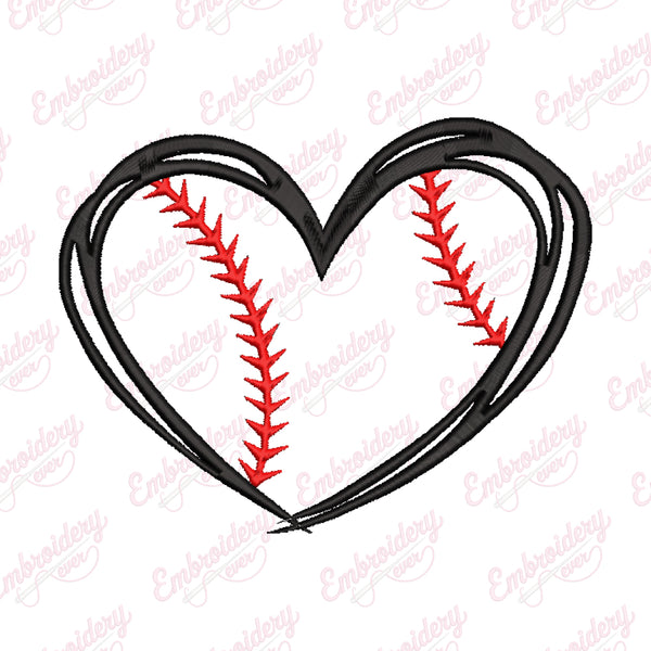 Baseball Heart Embroidery Design