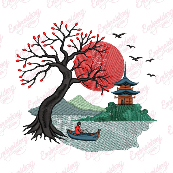 Japanese Serenity Embroidery Design