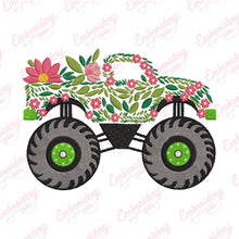 Floral Monster Truck Embroidery Design