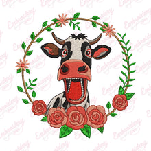 Flower and Cow Embroidery Design