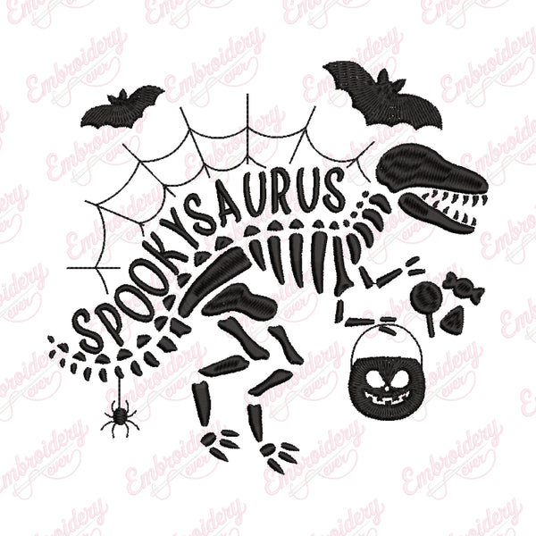 Spookysaurus Halloween Dinosaur Embroidery Design