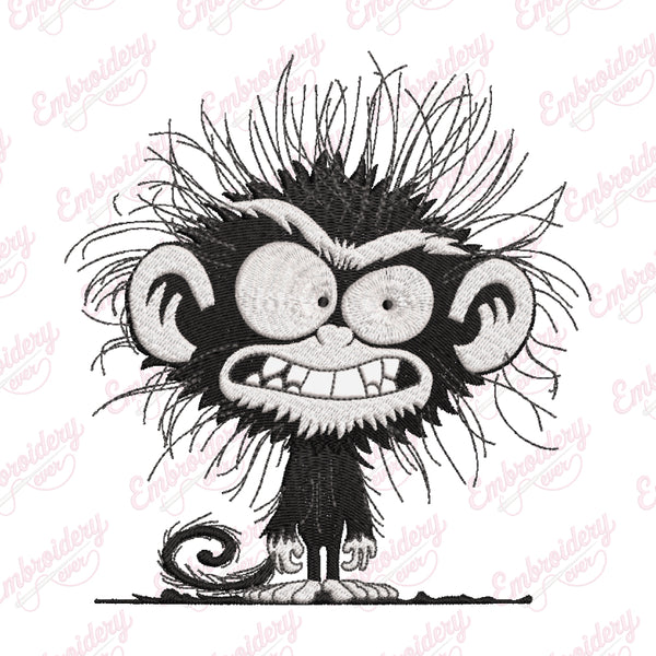 Crazy Monkey Embroidery Design