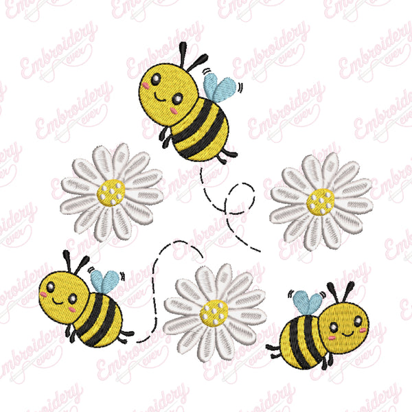 Daisy Bee Embroidery Design