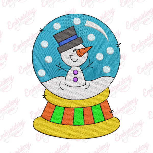 Christmas Snowman Snow Globe Embroidery Design