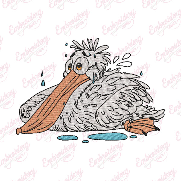 Funny Pelican Embroidery Design