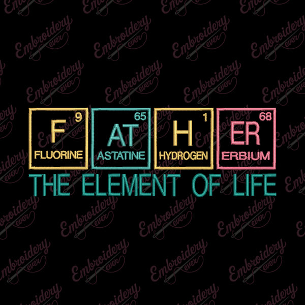 Father Periodic Table Embroidery Design