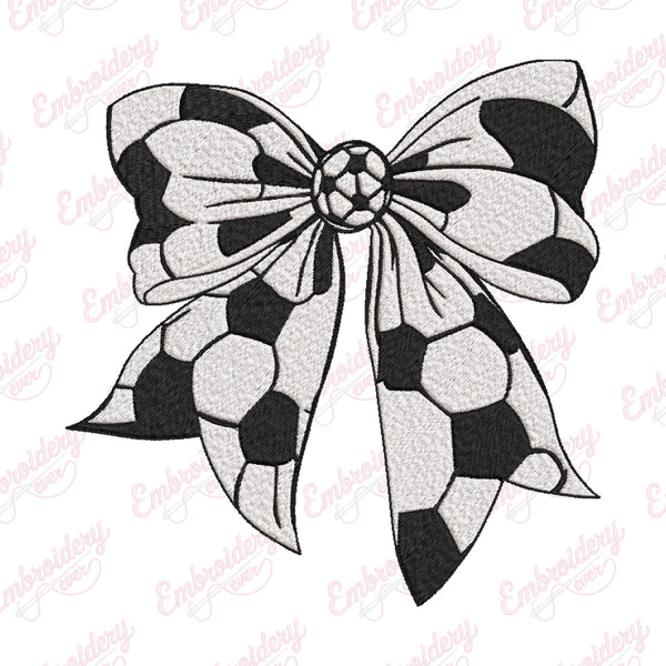 Soccer Coquette Bow Embroidery Design