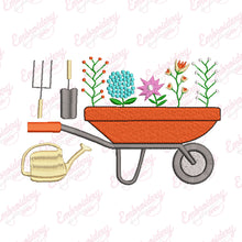 Gardening Plant And Tools Embroidery Design