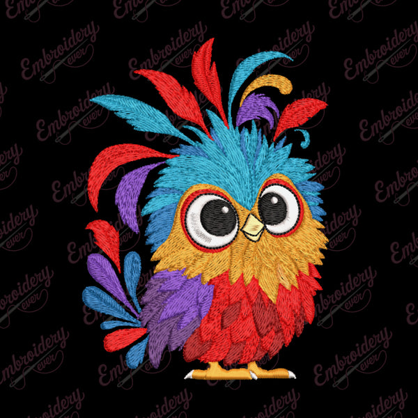 Colorful Owl Bird Embroidery Design