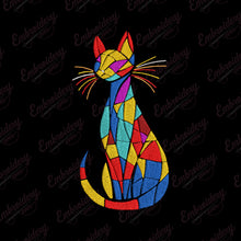 Colorful Kitten Cat Embroidery Design