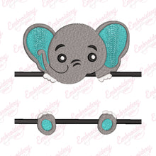 Elephant Split Name Frame Embroidery Design