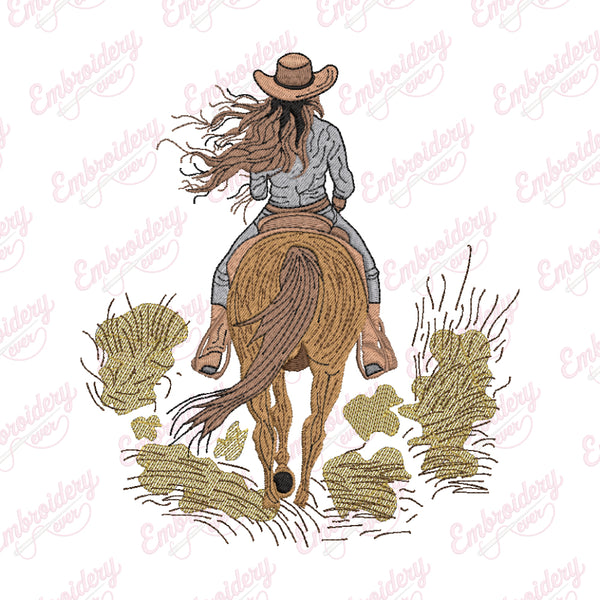 Cute Cowgirl Machine Embroidery Design