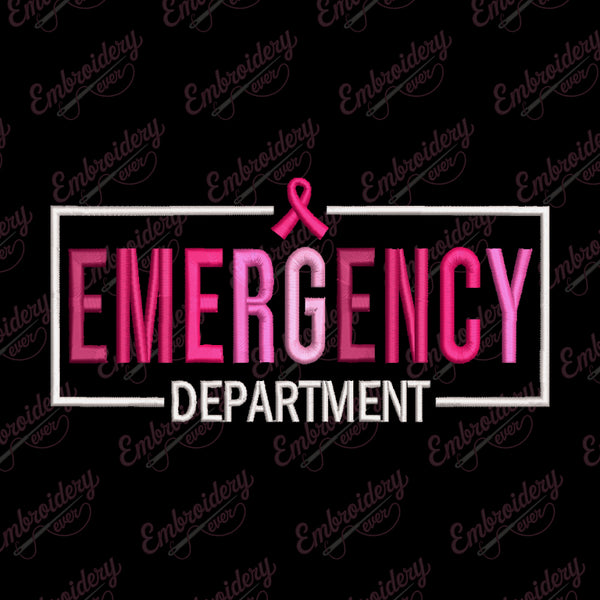 Emergency Room Nurse Breast Cancer Embroidery Design