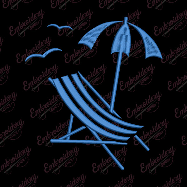 Beach Chair and Parasol Embroidery Design