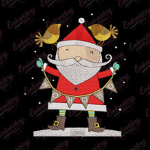 Santa Claus With Holding Bird Christmas Embroidery Design