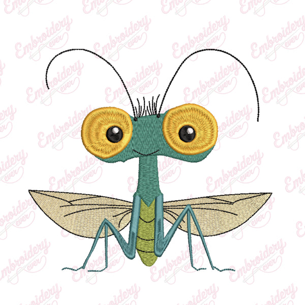Cartoon Mantis Embroidery Design