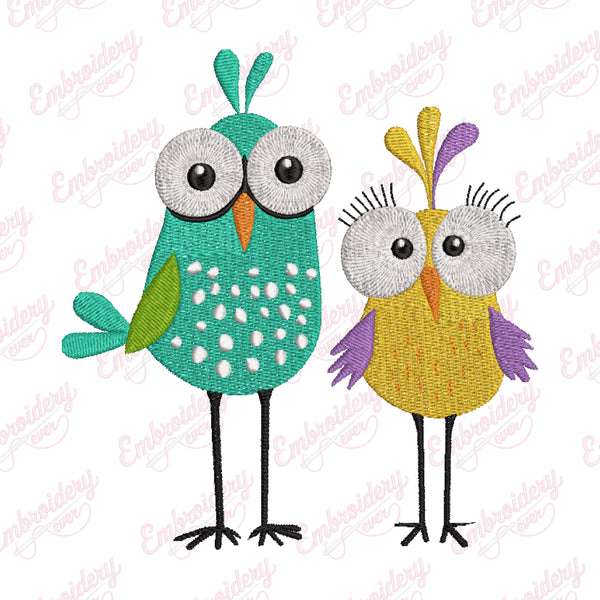 Cute Birds Embroidery Design