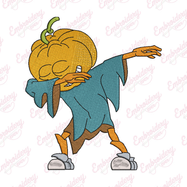 Halloween Scarecrow Doing the Dab Embroidery Design