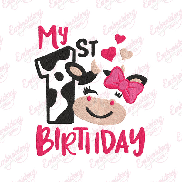 My 1st Birthday Embroidery Design For Kids Baby