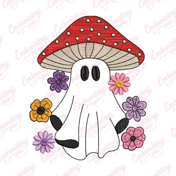 Halloween Mushroom Ghost Embroidery Design