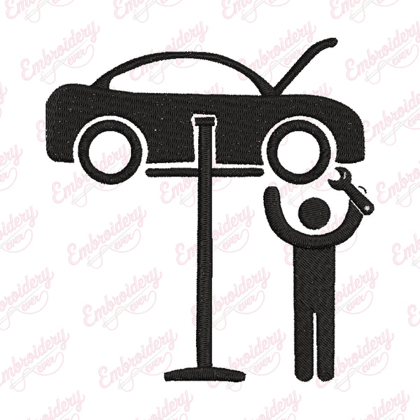 Auto Repair Mechanic Embroidery Design