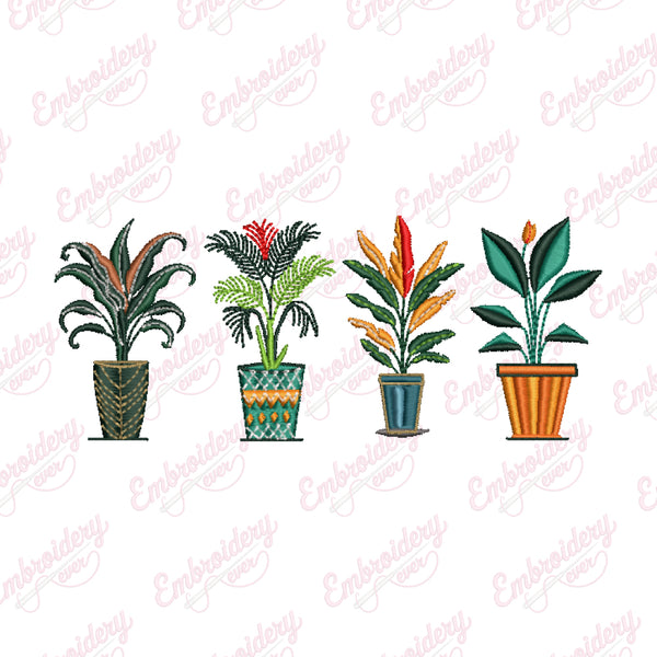 House Plants Set Embroidery Design